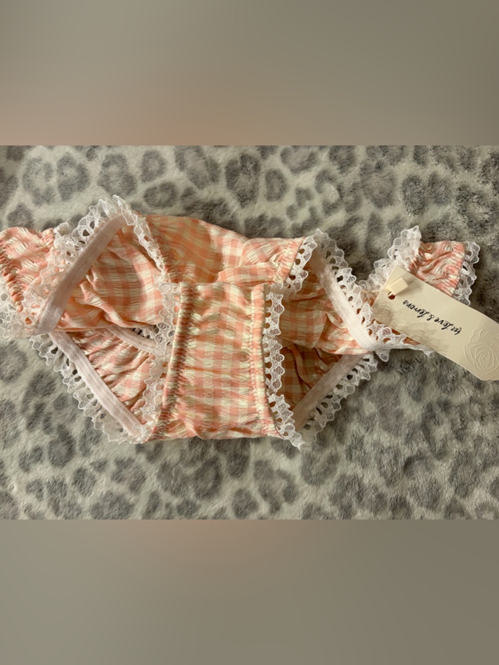 For Love & Lemons Petal Pink Gingham Cheeky Panty XS NWT - Picture 10 of 13